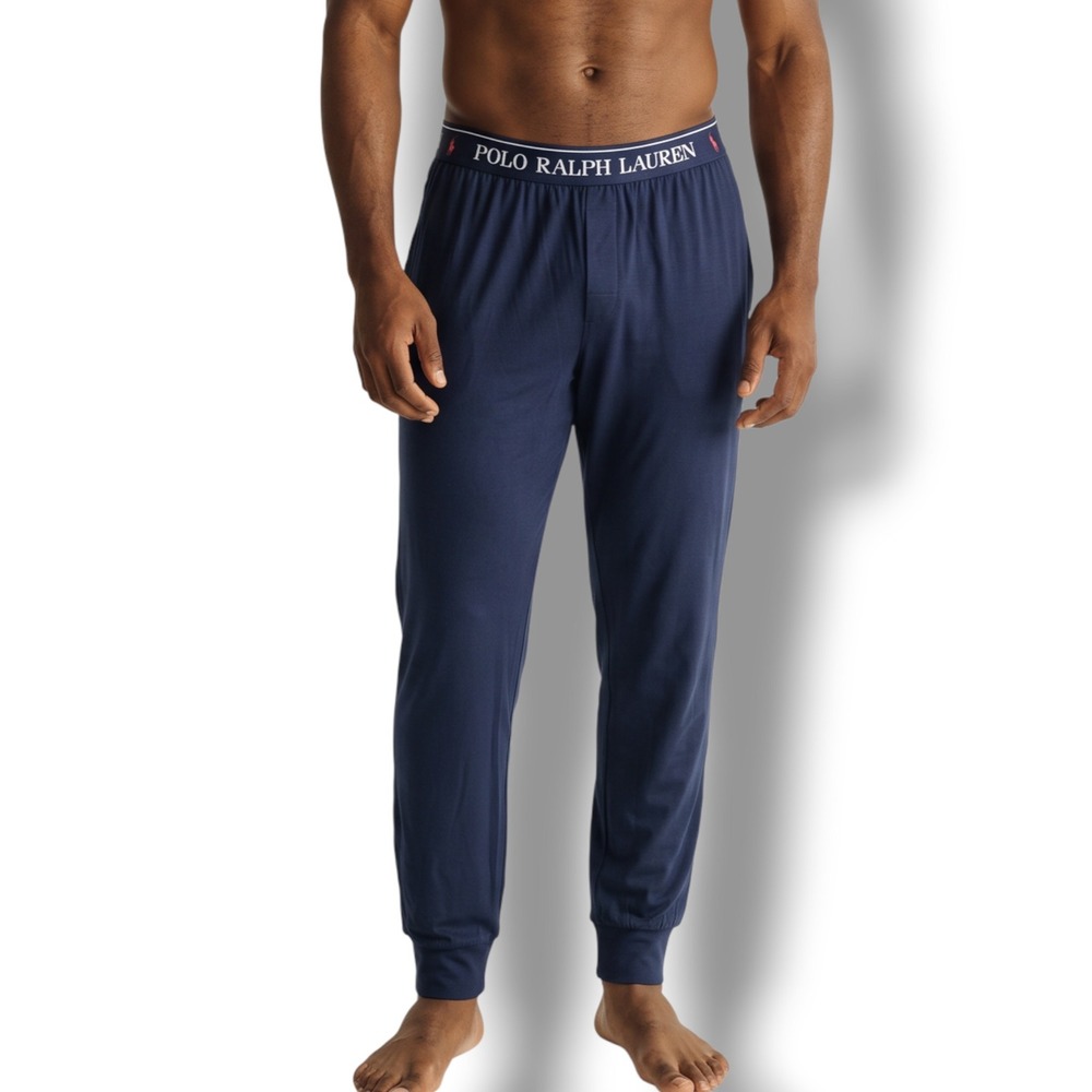 NWT Polo Ralph Lauren Jogger Pajama Pants Mens Large Navy Blue Mercerized Cotton